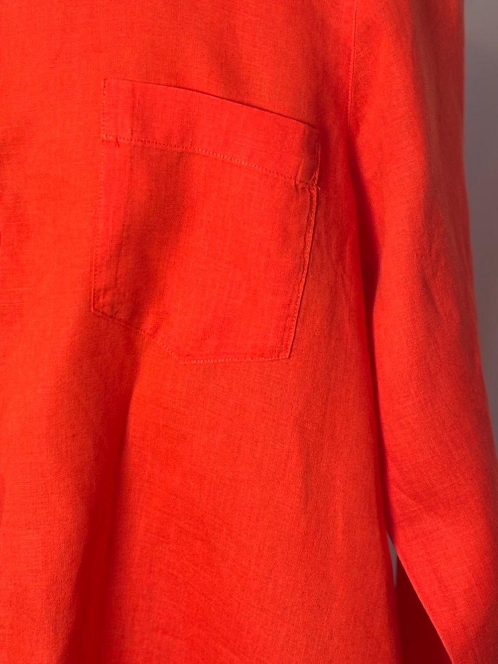 Eileen Fisher Red 100% Irish Linen Button Front Shirt Tunic Long Sleeve M - Picture 3 of 10